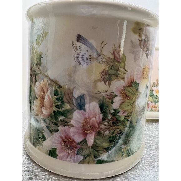Carson Porcelain Butterflies & Flowers Candle Holder Art By Lena Liu - Picture 4 of 11